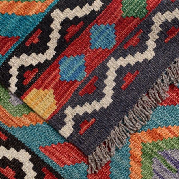 Hand Knotted Afghan Style Kilim Runner 2' 8" x 9' 8" - No. AL25620