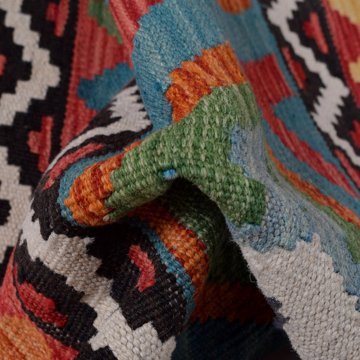 Hand Knotted Afghan Style Kilim Runner 2' 8" x 9' 8" - No. AL25620