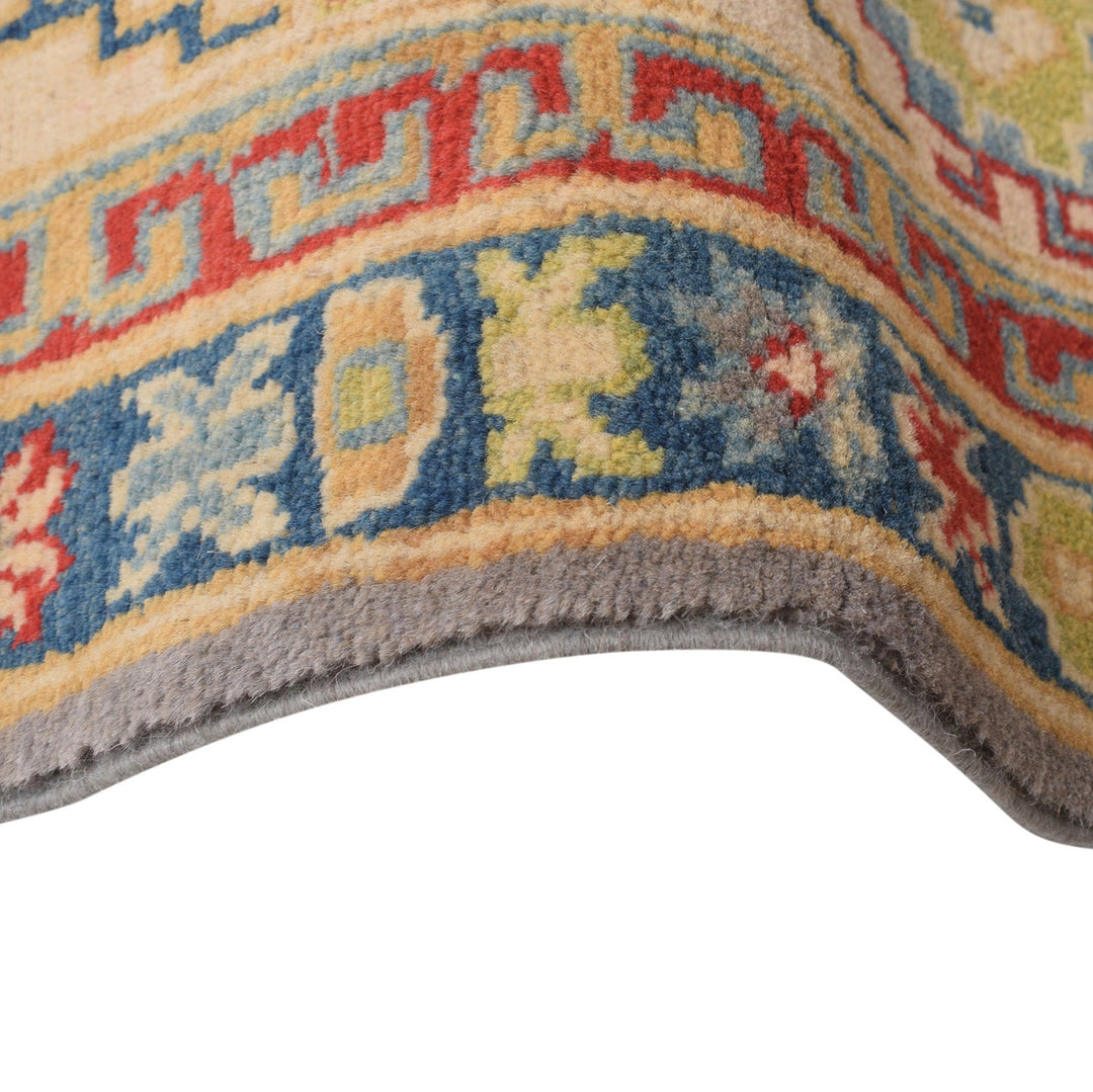Gray Afghan Kazak Rug 5'7" x 8'0" Hand-Knotted border