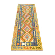 Colorful Flat-Weave Wool Kilim Runner 2' 4" x 6' 10" - No. AL11708