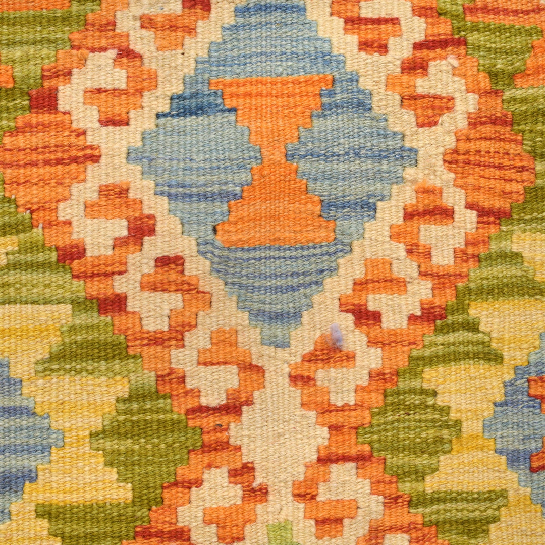 Colorful Flat-Weave Wool Kilim Runner 2' 4" x 6' 10" - No. AL11708