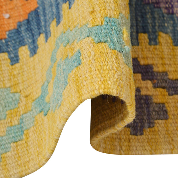 Colorful Flat-Weave Wool Kilim Runner 2' 4" x 6' 10" - No. AL11708