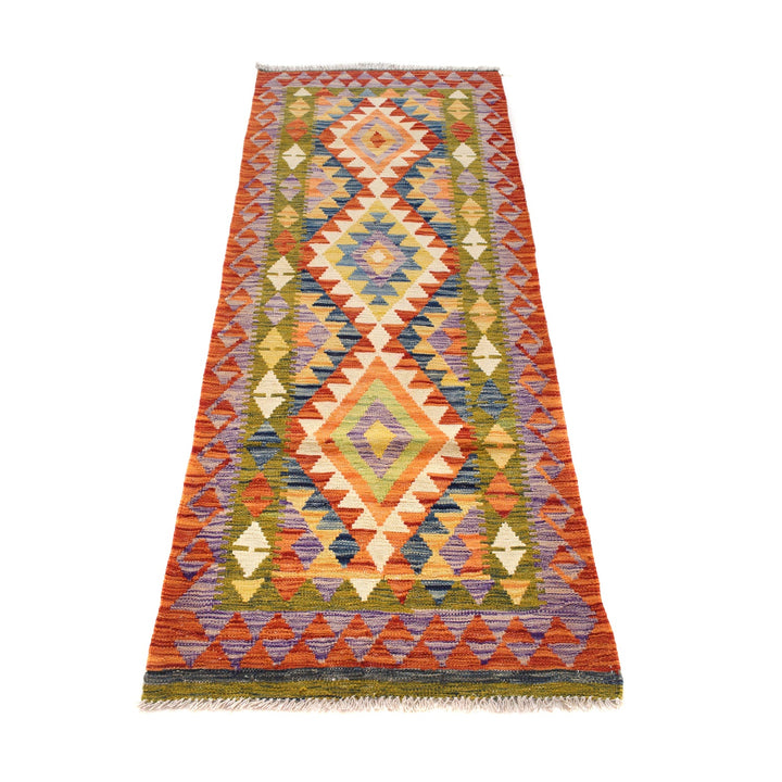 Colorful Flat-Weave Wool Kilim Runner 2' 4" x 6' 6" - No. AL55906