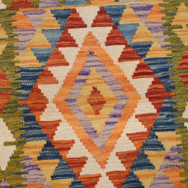 Colorful Flat-Weave Wool Kilim Runner 2' 4" x 6' 6" - No. AL55906