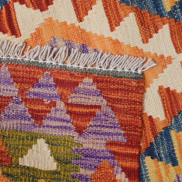 Colorful Flat-Weave Wool Kilim Runner 2' 4" x 6' 6" - No. AL55906