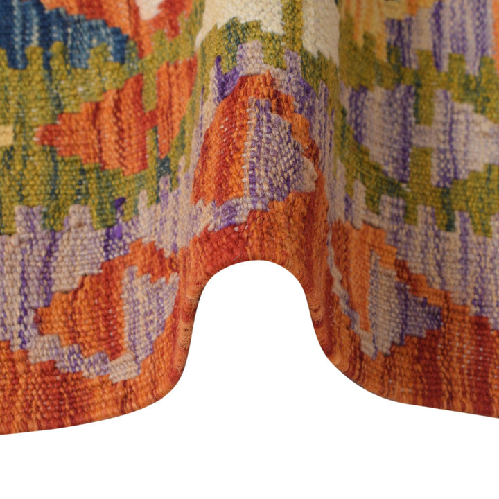 Colorful Flat-Weave Wool Kilim Runner 2' 4" x 6' 6" - No. AL55906