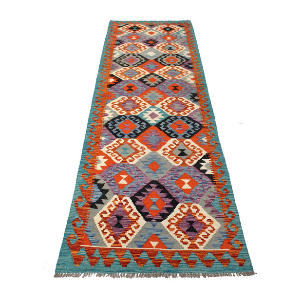 Hand Knotted Afghan Style Kilim Runner 2' 8" x 9' 9" - No. AL54086