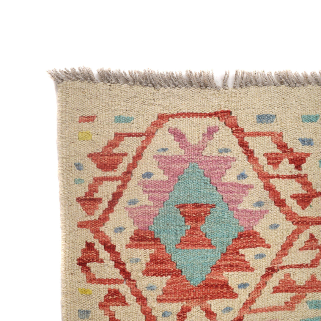 Afghan Vegetable Kilim Rug 3' 11" x 6' 4" Flat-Weave field