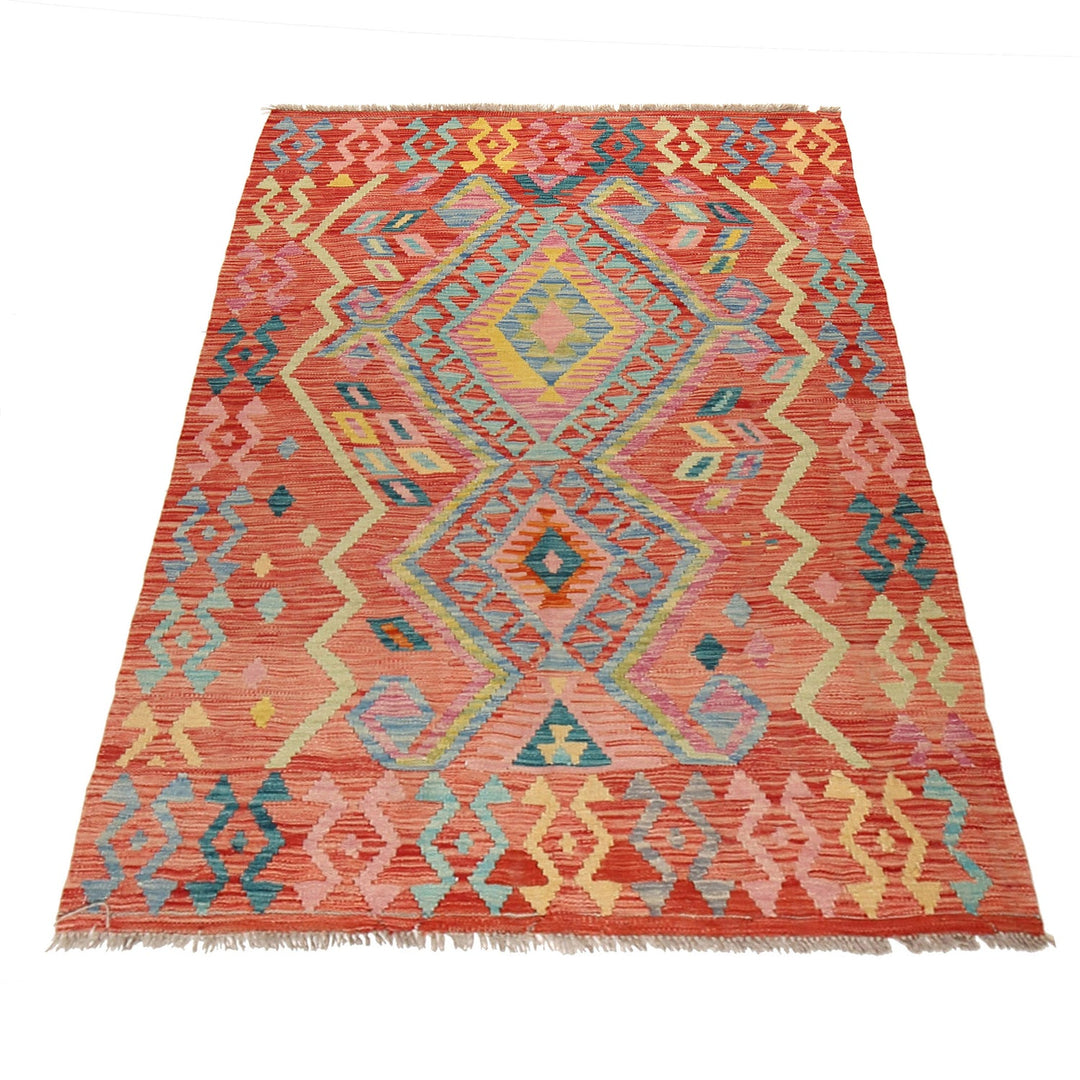 Handmade Afghan Vegetable Kilim 4' 0" x 6' 2" - No. AL50997