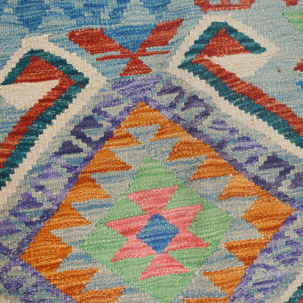Colorful Flat-Weave Wool Kilim 3' 4" x 4' 8" - No. AL84441