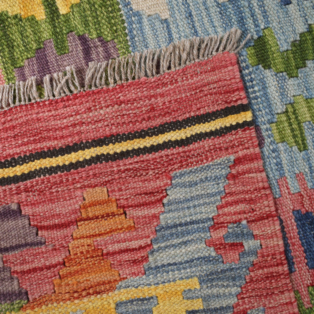 Colorful Flat-Weave Wool Kilim 8' 5" x 11' 2" - No. AL73201