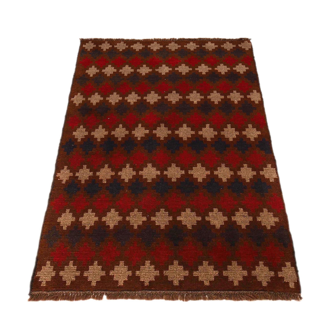 Brown Afghan Baluchi Rug 2' 9" x 4' 9" Hand-Knotted view