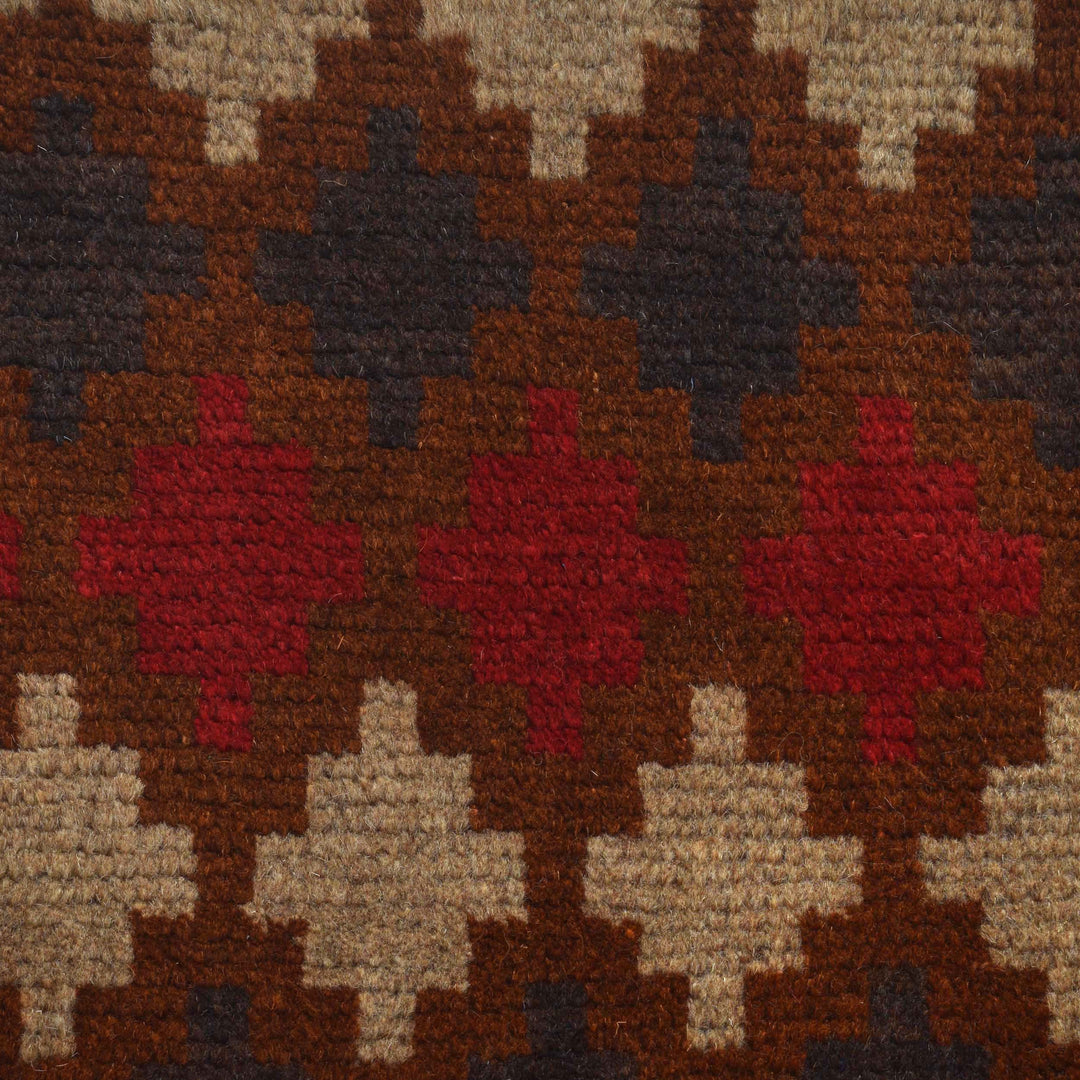 Brown Afghan Baluchi Rug 2' 9" x 4' 9" Hand-Knotted pattern