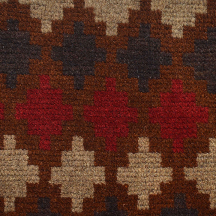 Brown Afghan Baluchi Rug 2' 9" x 4' 9" Hand-Knotted pattern