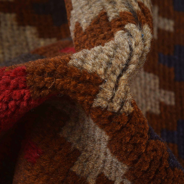 Brown Afghan Baluchi Rug 2' 9" x 4' 9" Hand-Knotted texture