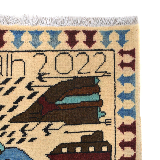 Handmade Afghan War Area Rug 3' 4" x 4' 11" - No. AL39722