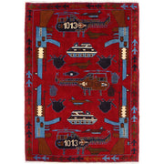 Handmade Afghan War Area Rug 3' 5" x 4' 10" - No. AL80647
