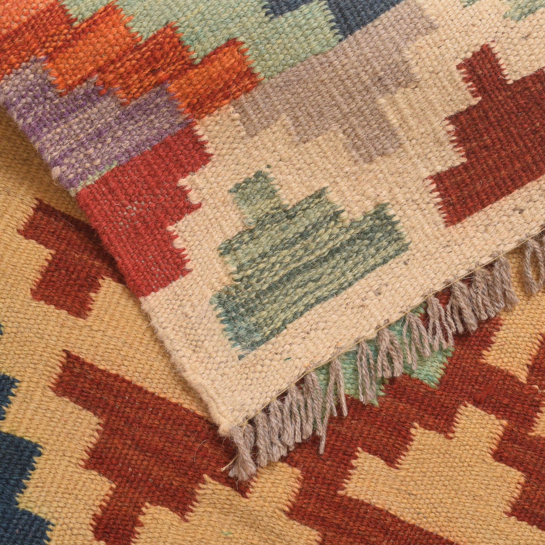 Afghan Vegetable Kilim Rug 1' 8" x 6' 4" Flat-Weave field