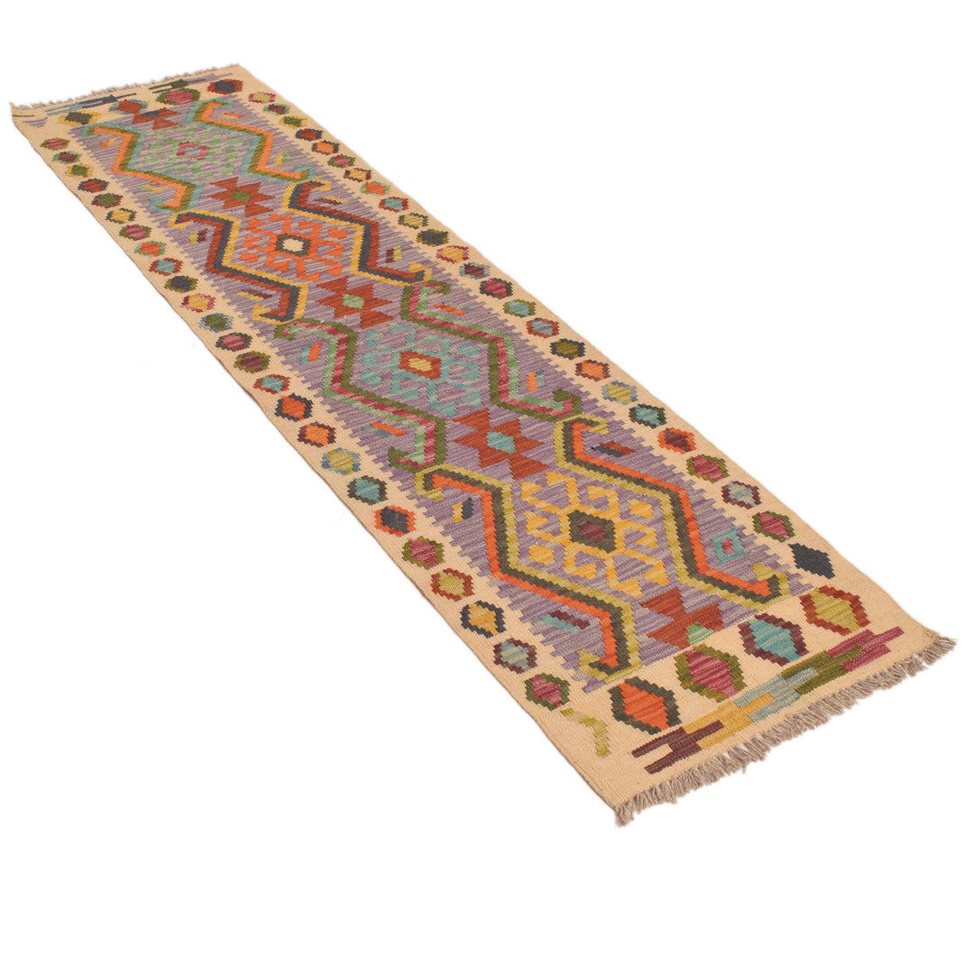 Multi Color ful Flat-Weave Wool Kilim Runner 1' 9" x 6' 6" - No. AL74603