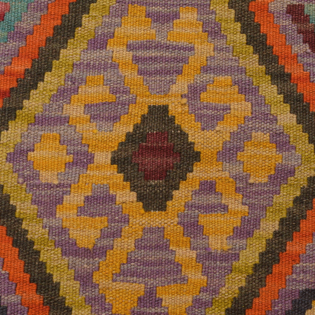 Multi Color ful Flat-Weave Wool Kilim Runner 1' 9" x 6' 6" - No. AL74603