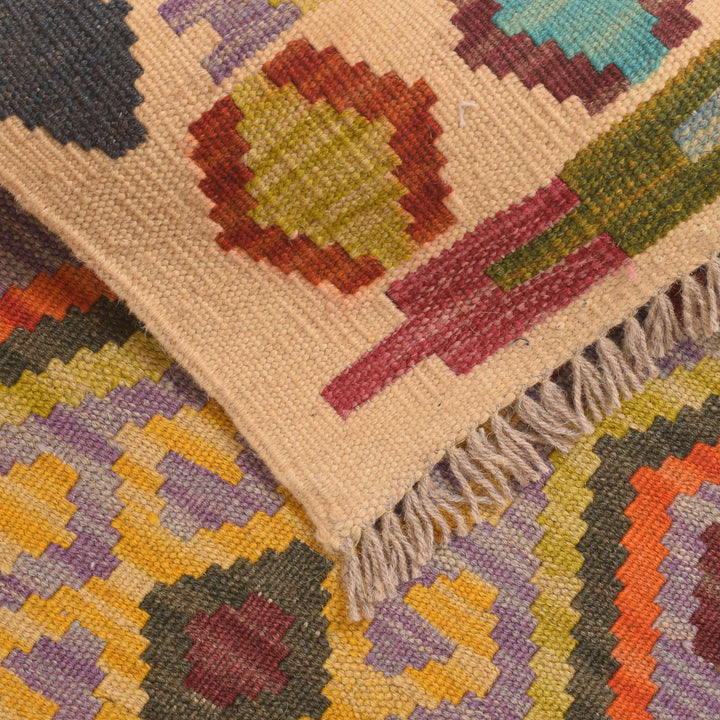 Multi Color ful Flat-Weave Wool Kilim Runner 1' 9" x 6' 6" - No. AL74603