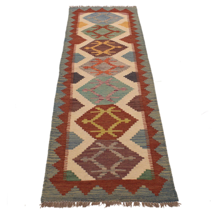 Afghan Vegetable Kelim Runner 2' 1" x 6' 8" Flat-Weave detail