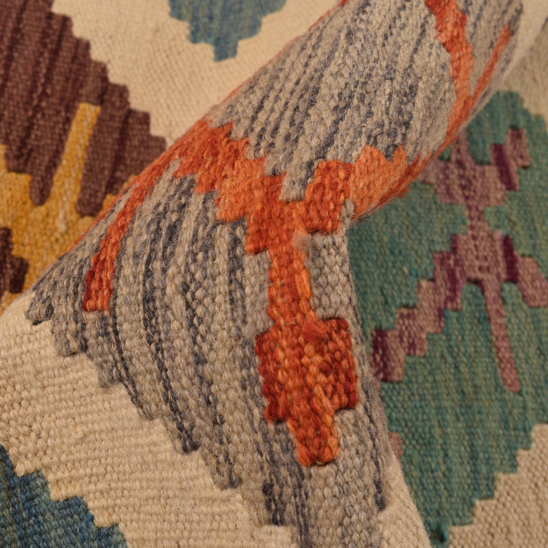 Afghan Vegetable Kelim Runner 2' 1" x 6' 8" Flat-Weave reverse