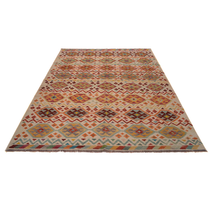 Afghan Kelim Rug 6' 0" x 8' 1" Flat-Weave detail