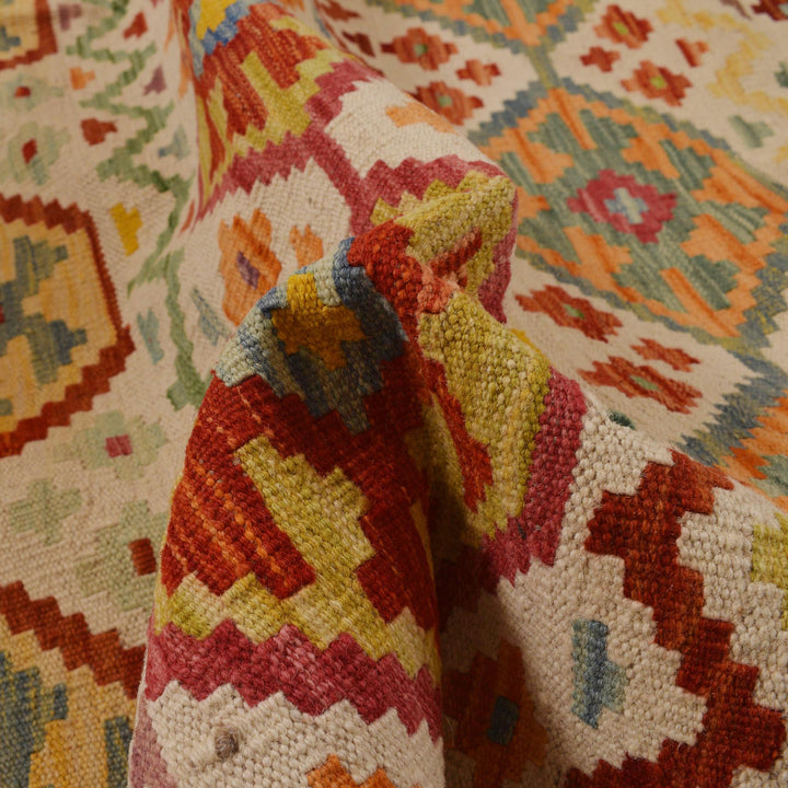 Afghan Kelim Rug 6' 0" x 8' 1" Flat-Weave reverse