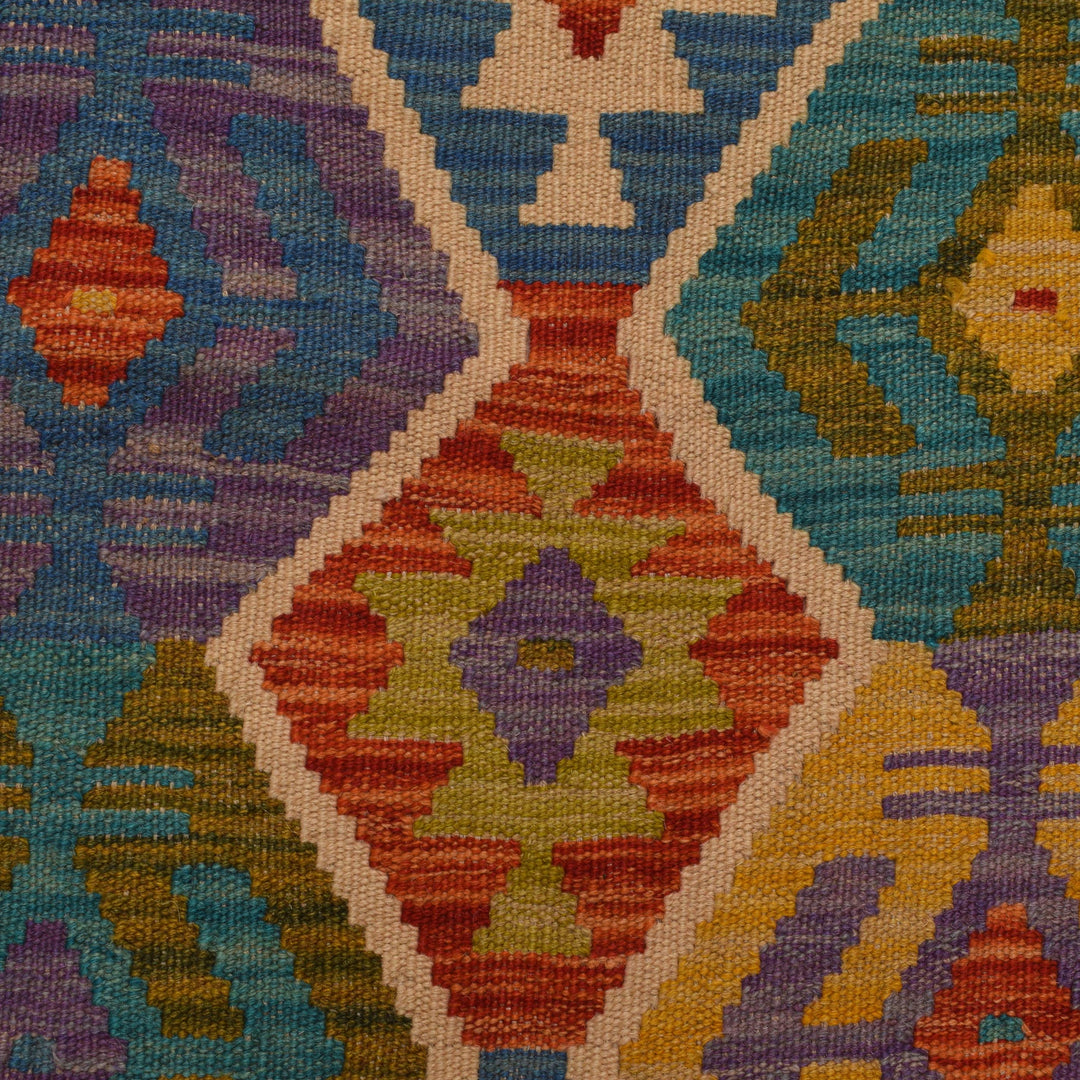 Afghan Kilim Runner 2' 8" x 9' 7" Flat-Weave border