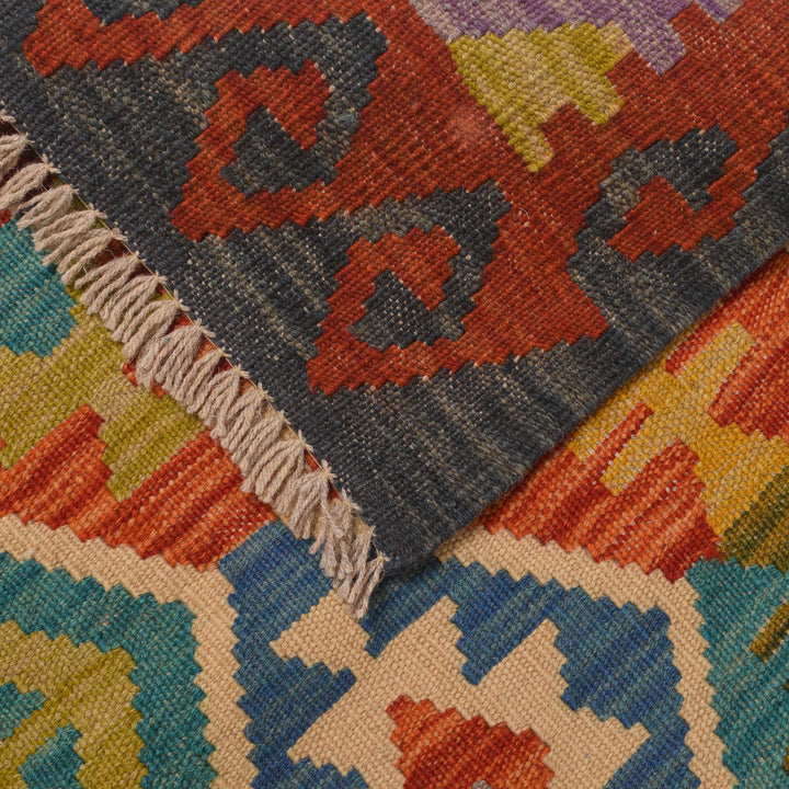 Afghan Kilim Runner 2' 8" x 9' 7" Flat-Weave field