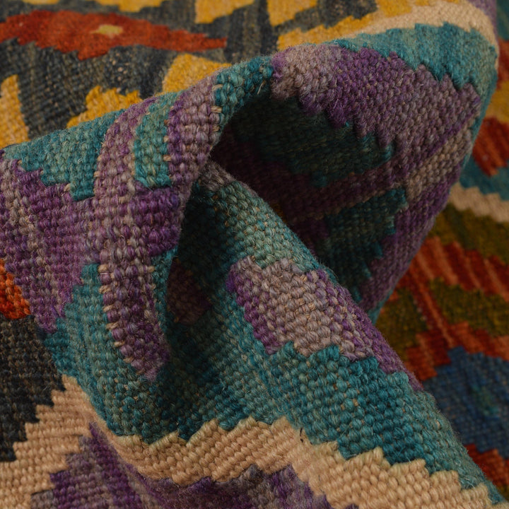 Afghan Kilim Runner 2' 8" x 9' 7" Flat-Weave reverse