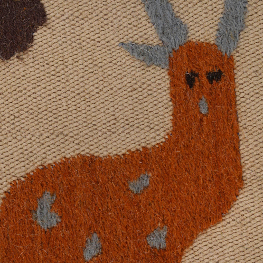Tan Pakistani Kilim Rug 5'5" x 7'9" Flat-Weave border