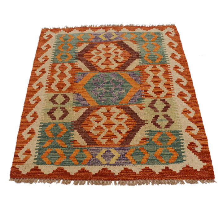 Handmade Turkish Design Wool Kilim 2' 9" x 3' 9" - No. AL73293