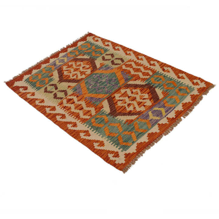 Handmade Turkish Design Wool Kilim 2' 9" x 3' 9" - No. AL73293