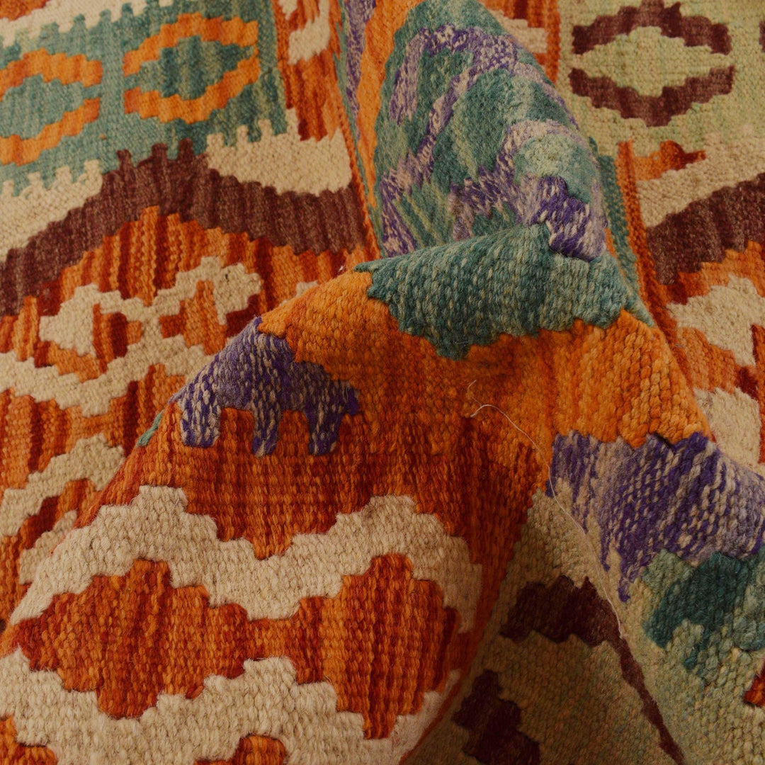 Handmade Turkish Design Wool Kilim 2' 9" x 3' 9" - No. AL73293