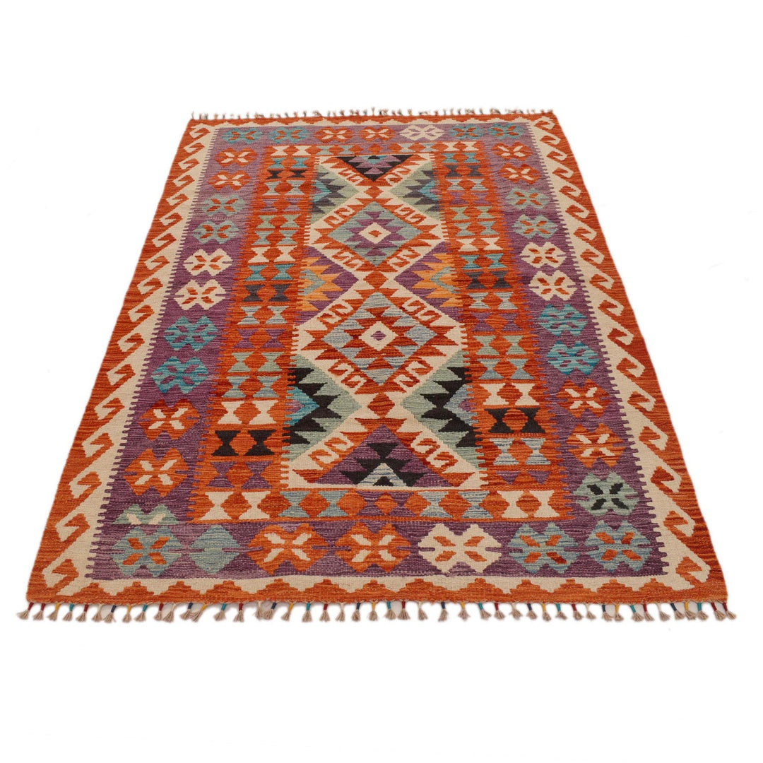 Hand Knotted Afghan Style Kilim 4' 0" x 6' 1" - No. AL24879