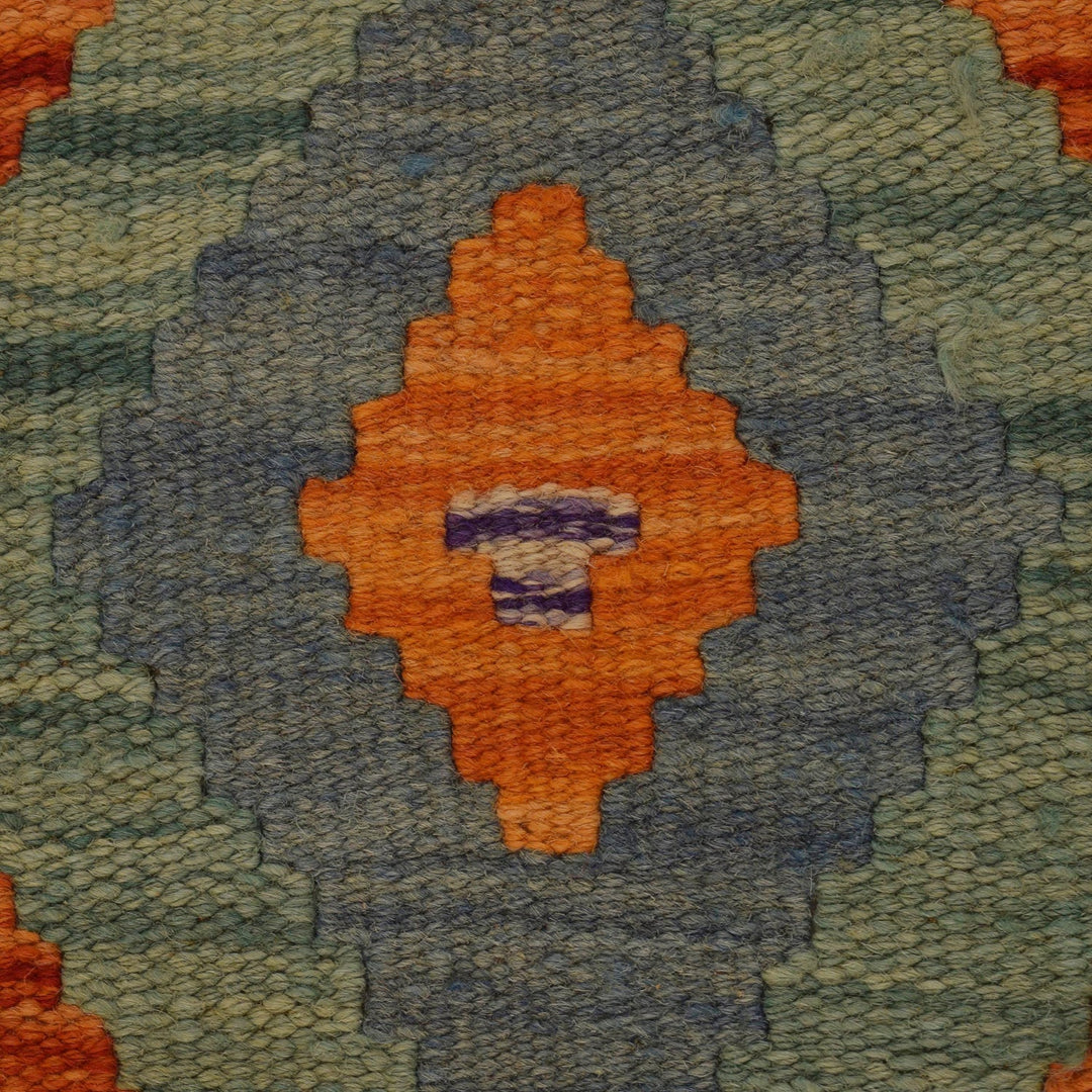 Colorful Flat-Weave Wool Kilim 4' 11" x 6' 6" - No. AL90802