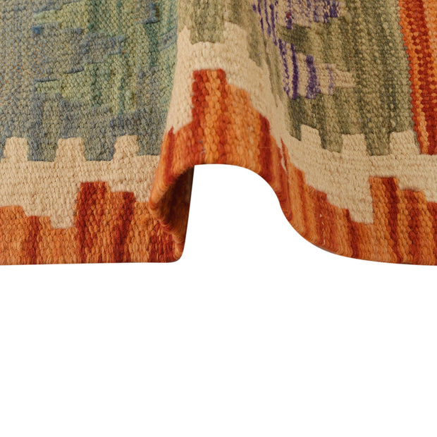 Colorful Flat-Weave Wool Kilim 4' 11" x 6' 6" - No. AL90802