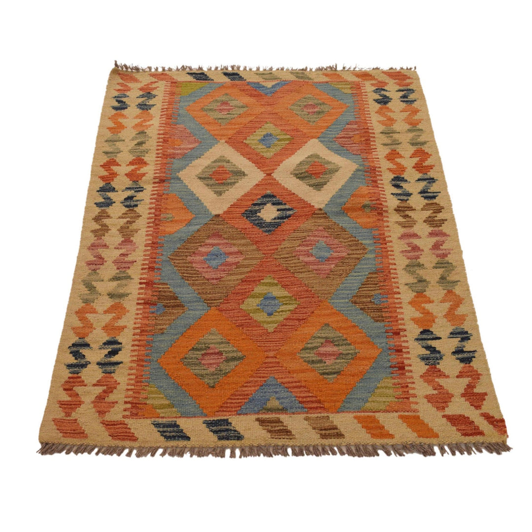 Hand Knotted Afghan Style Kilim 2' 9" x 4' 1" - No. AL73457
