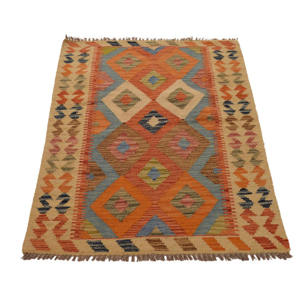 Hand Knotted Afghan Style Kilim 2' 9" x 4' 1" - No. AL73457