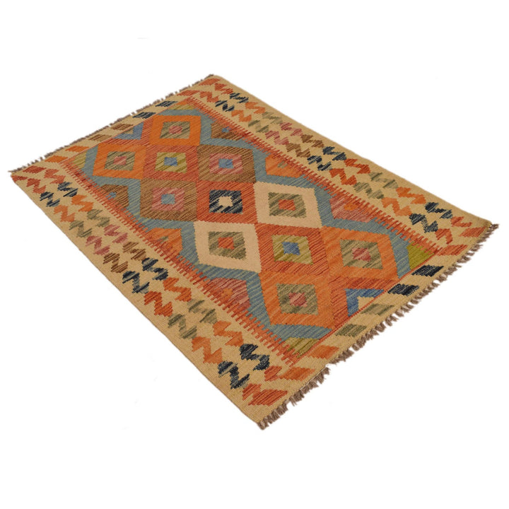 Hand Knotted Afghan Style Kilim 2' 9" x 4' 1" - No. AL73457