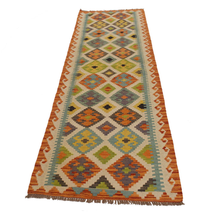 Hand Knotted Afghan Style Kilim Runner 2' 8" x 9' 7" - No. AL69574