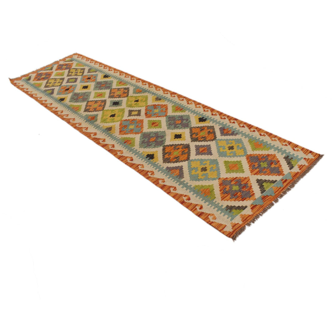 Hand Knotted Afghan Style Kilim Runner 2' 8" x 9' 7" - No. AL69574