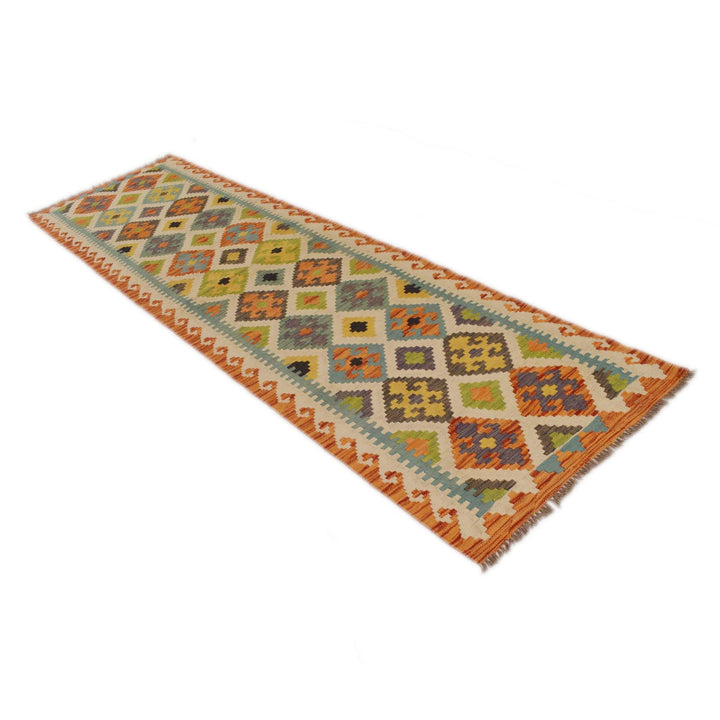 Hand Knotted Afghan Style Kilim Runner 2' 8" x 9' 7" - No. AL69574