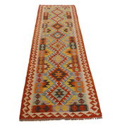 Hand Knotted Afghan Style Kilim Runner 2' 6" x 9' 5" - No. AL30315