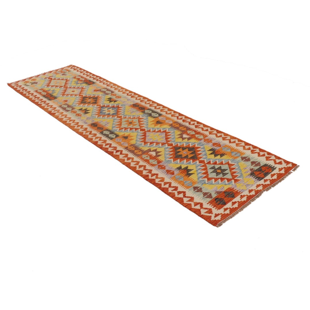 Hand Knotted Afghan Style Kilim Runner 2' 6" x 9' 5" - No. AL30315