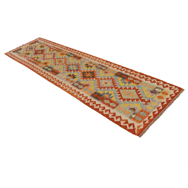 Hand Knotted Afghan Style Kilim Runner 2' 6" x 9' 5" - No. AL30315