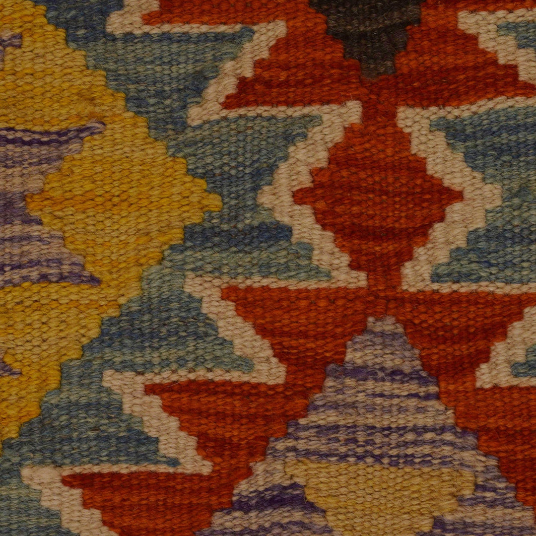 Hand Knotted Afghan Style Kilim Runner 2' 6" x 9' 5" - No. AL30315