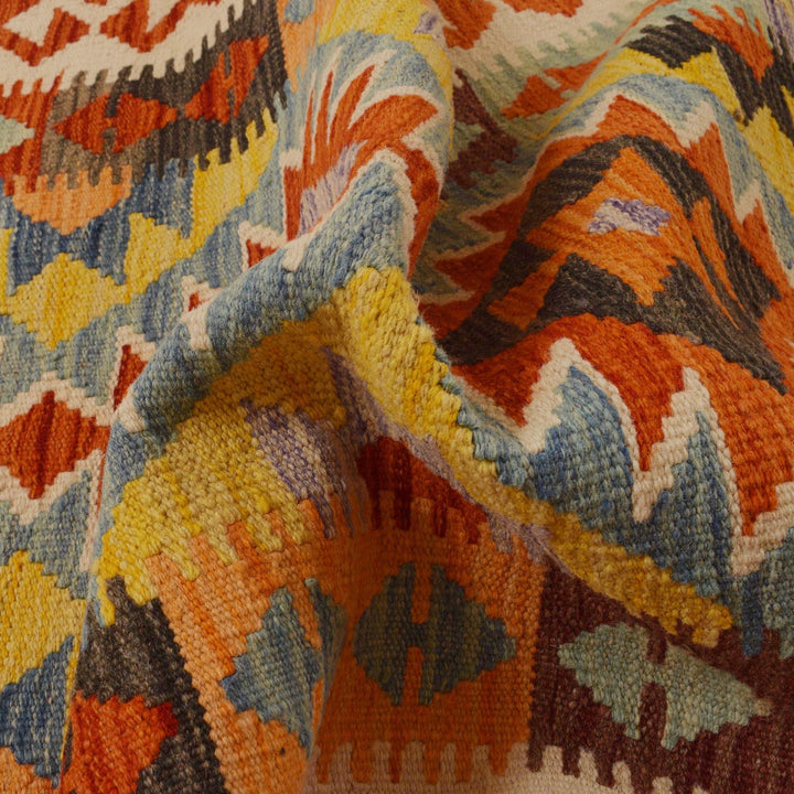 Hand Knotted Afghan Style Kilim Runner 2' 6" x 9' 5" - No. AL30315